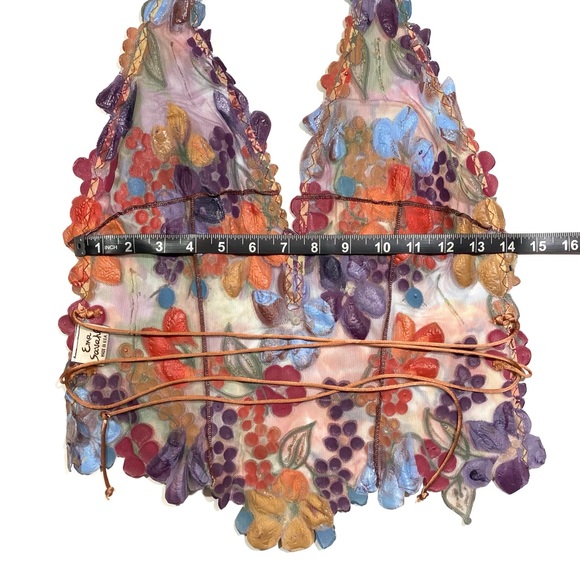 Ema Savahl Swarovski Crystals Flower Halter Tie Back Top - Picture 7 of 12